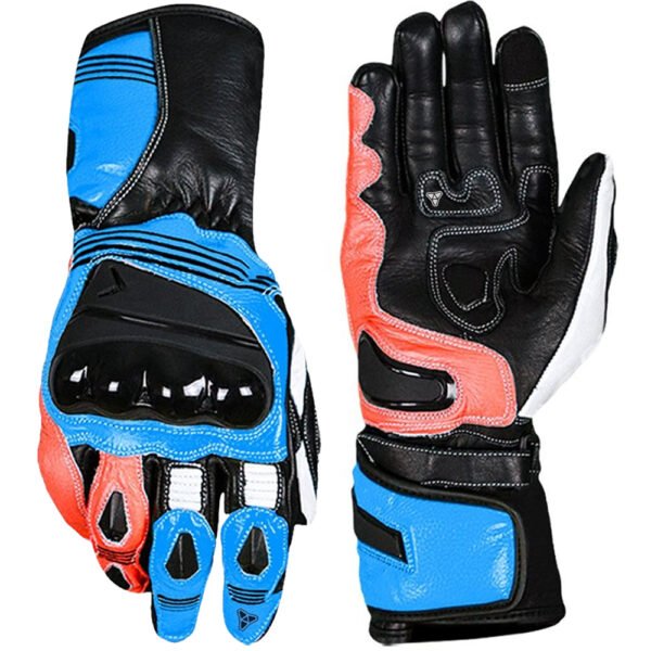 long cuff leather motorcycle gloves genuine cowhide racing riding gloves with armored knuckle protection