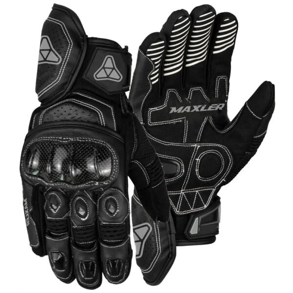 OBLIVION perforated leather motorcycle gloves with carbon knuckle protection and synthetic leather palm by Maxler Motosport
