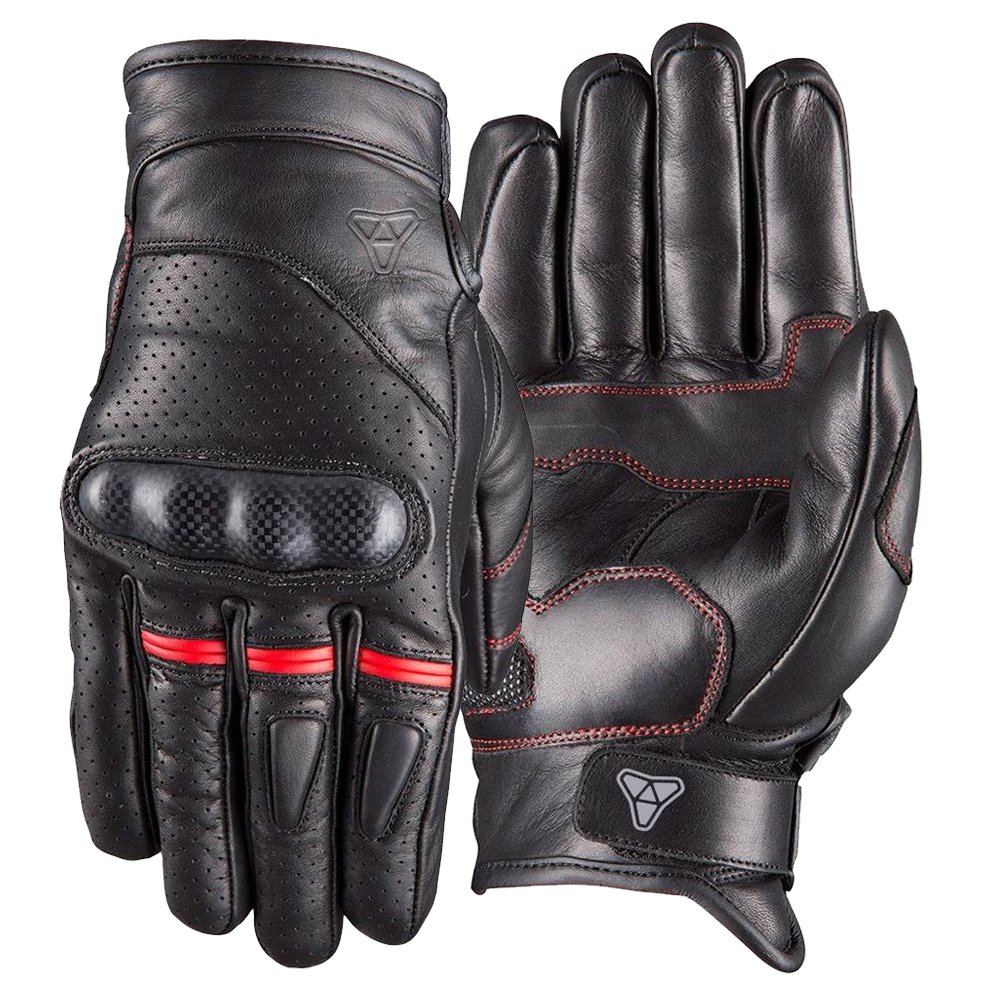 PARADOX breathable leather motorcycle gloves with perforated leather and synthetic leather palm by Maxler Motosport