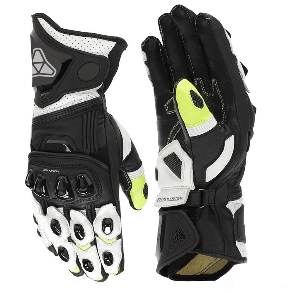 reinforced leather motorcycle gloves perforated leather armored racing gloves with knuckle protection long gauntlet