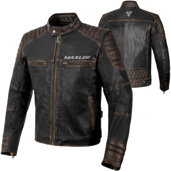 PULSELINE BLACK premium cowhide motorcycle jacket cafe racer black brown contrast quilted OEM CE ready production