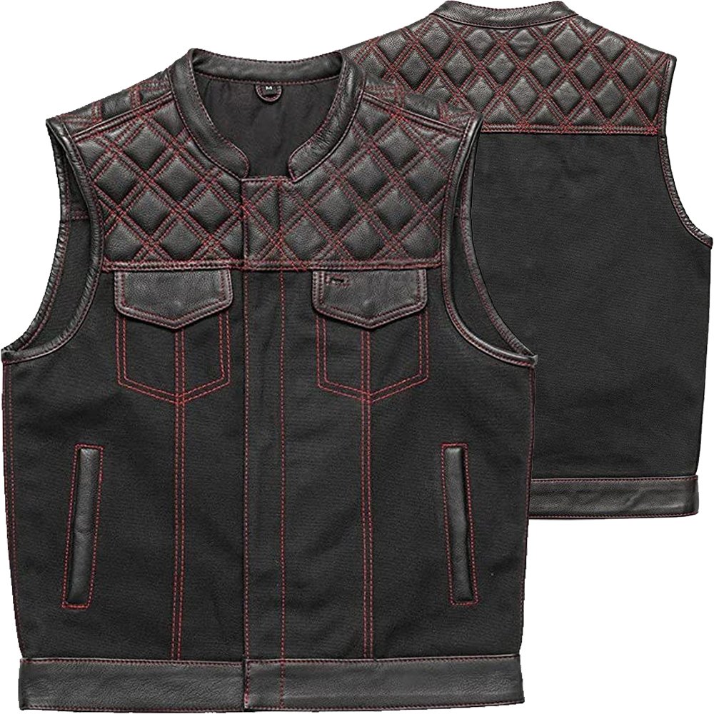 PW-8031 custom biker club leather vest OEM bulk production embroidered club vest