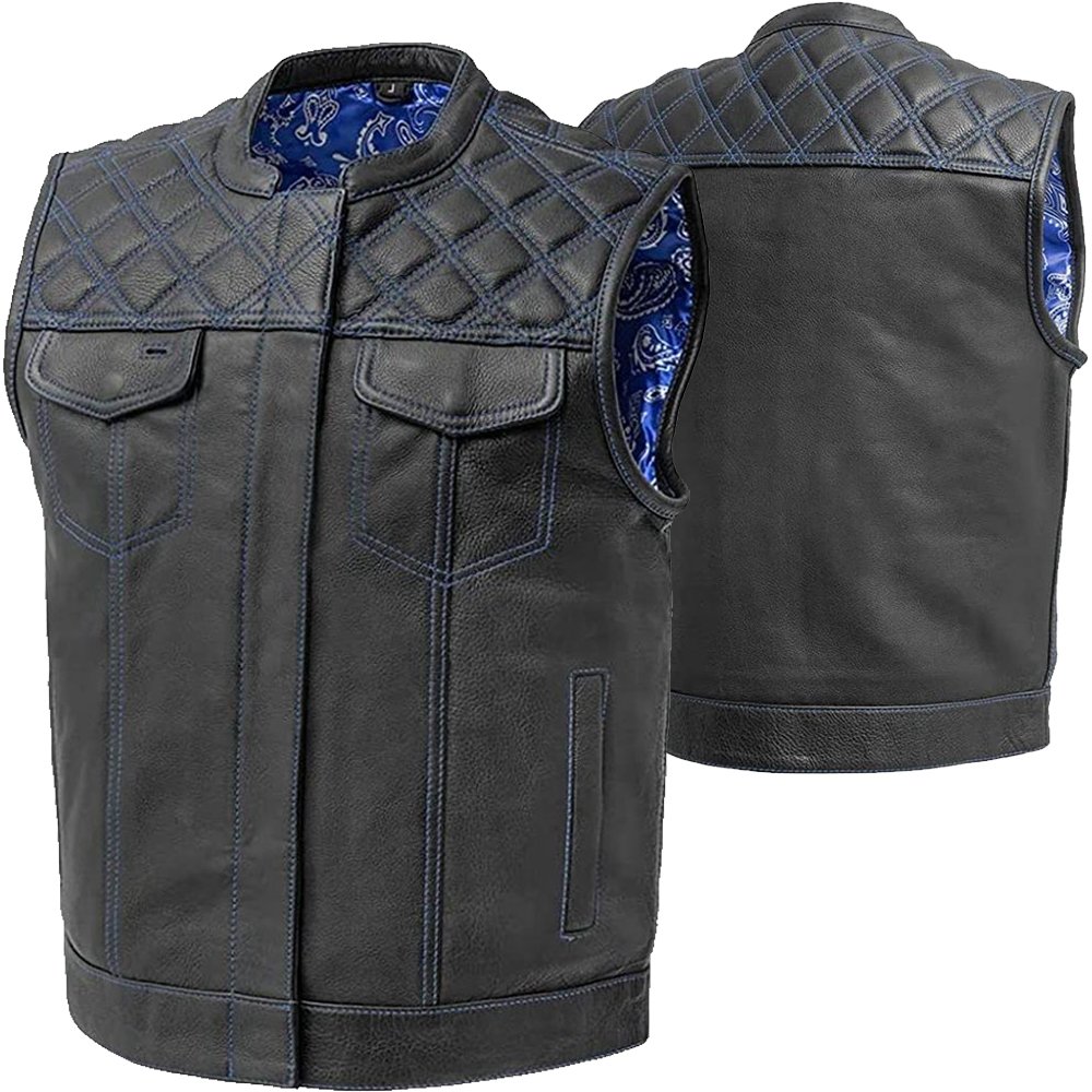 PW-8032 motorcycle club leather vest supplier custom club biker vest bulk OEM