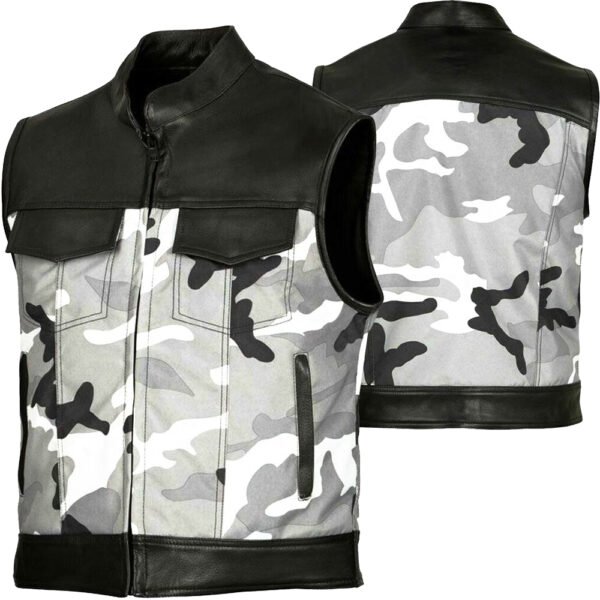 PW-8035 OEM motorcycle leather vest custom branded bulk production leather biker vest