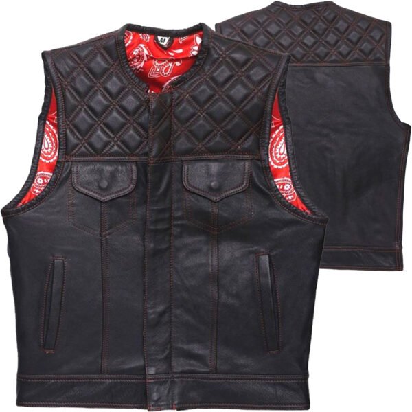 PW-8037 custom motorbike leather vests OEM private label leather biker vest