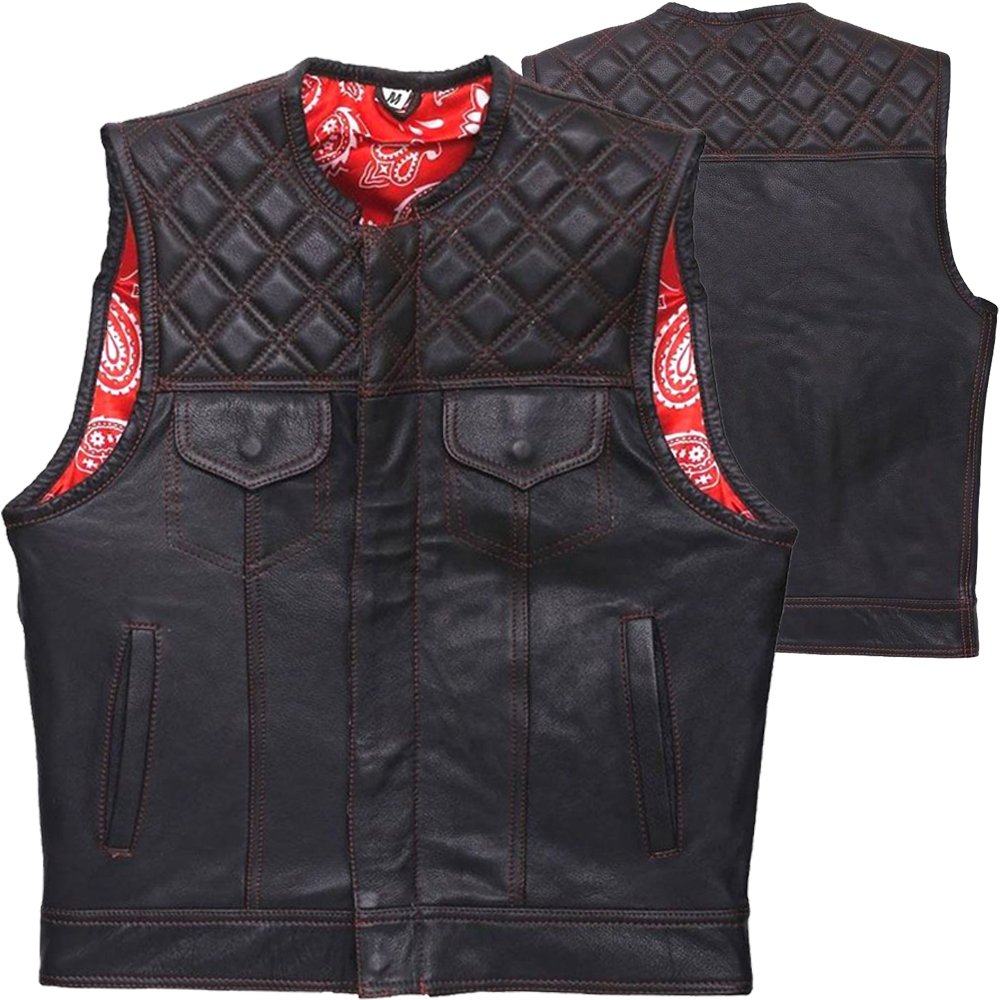 PW-8037 custom motorbike leather vests OEM private label leather biker vest