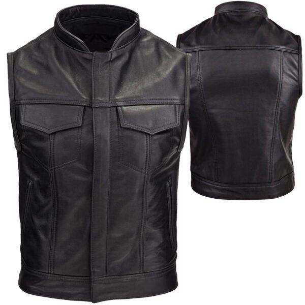 PW-8039 motorcycle leather vest supplier OEM leather biker vest