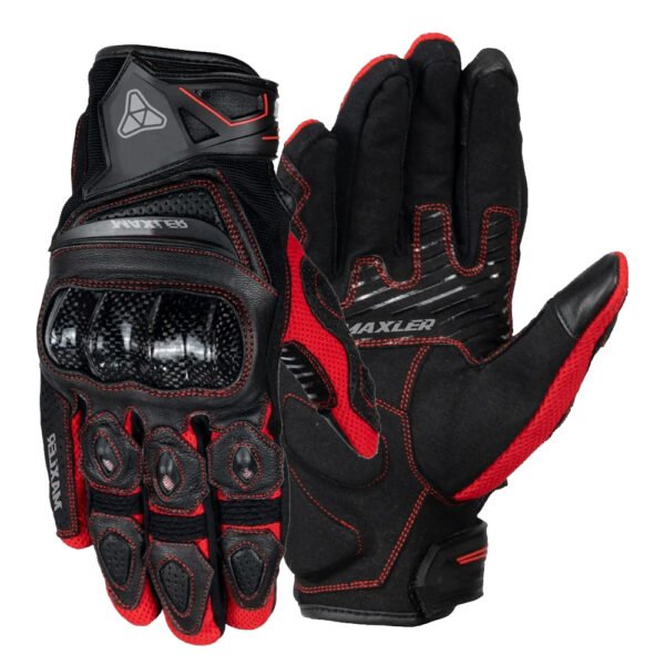 RAPTURE leather summer motorcycle gloves with perforated leather ventilation and carbon knuckle protection by Maxler Motosport