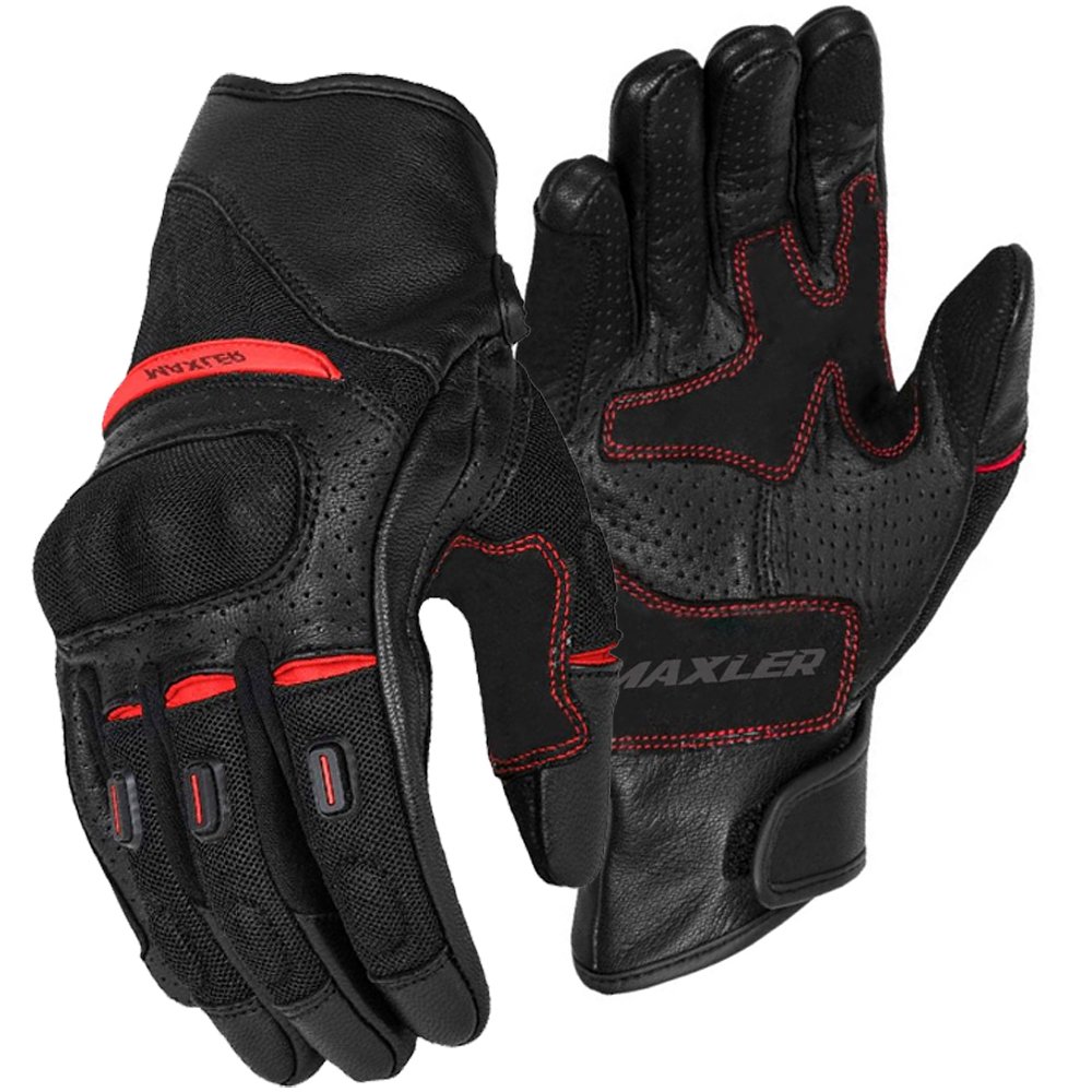 RAVEN motorcycle gloves leather short cuff perforated leather riding gloves by Maxler Motosport