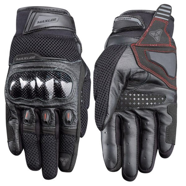 REVERB leather biker riding gloves perforated leather air mesh motorcycle gloves by Maxler Motosport