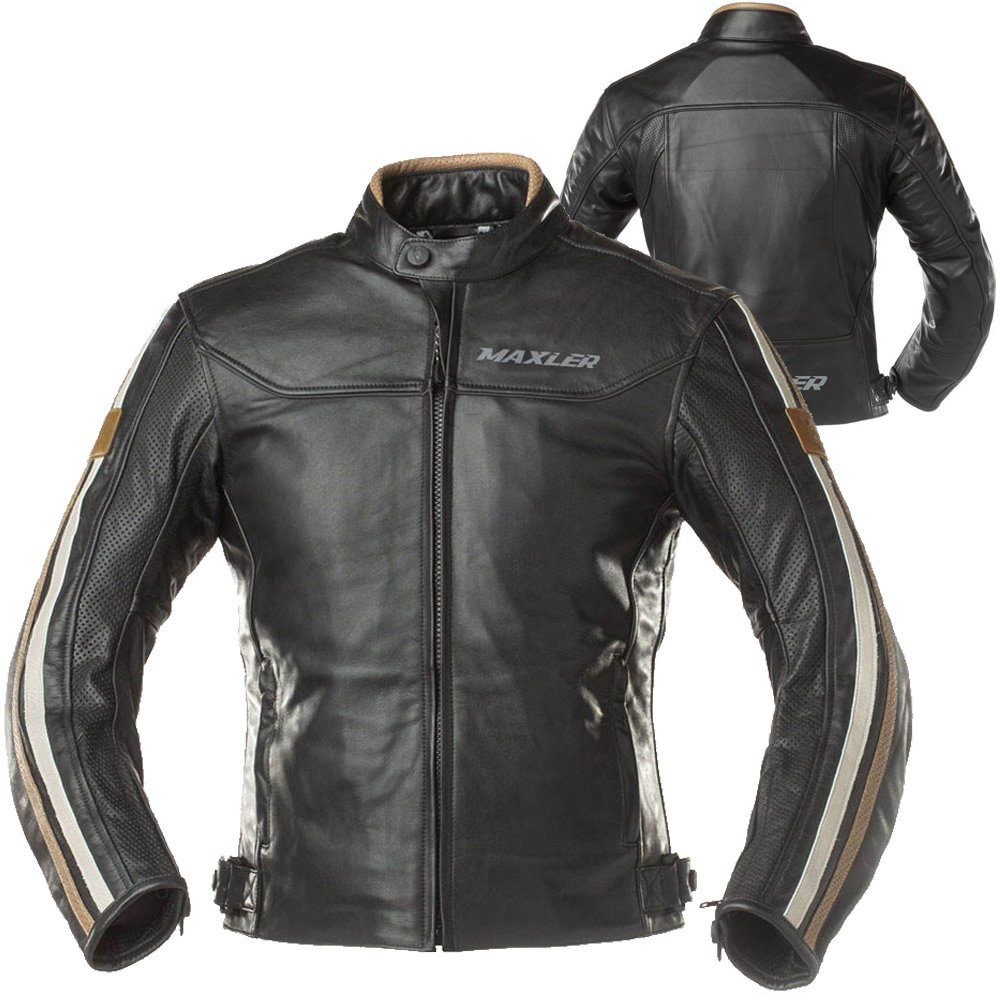 RIDER impact protection leather riding jacket sport touring cowhide black stripe OEM CE ready production