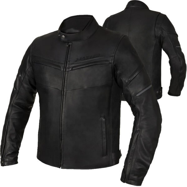 SHADOWFANG stretch panel motorcycle leather jacket cafe racer cowhide black OEM CE ready production
