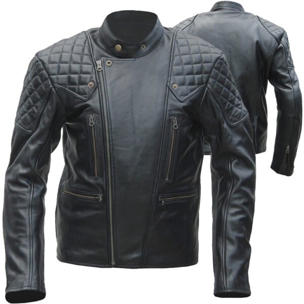 SHADOWLINE armored leather riding jacket cafe racer cowhide black quilted shoulder OEM CE ready production