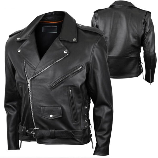 THUNDERHAWK leather jacket motorcycle supplier classic biker cowhide asymmetrical OEM CE ready production