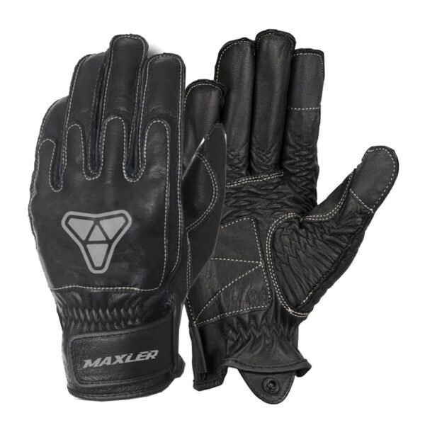 VALOR leather motorcycle gloves with knuckle protection made from genuine cowhide leather by Maxler Motosport