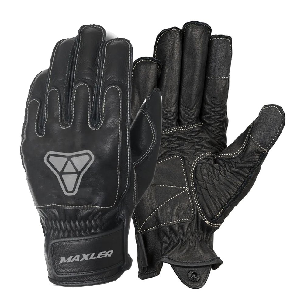VALOR leather motorcycle gloves with knuckle protection made from genuine cowhide leather by Maxler Motosport