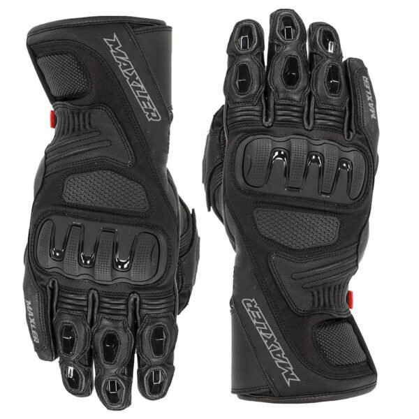 touring leather motorcycle gloves perforated leather armored long cuff riding gloves with knuckle protection