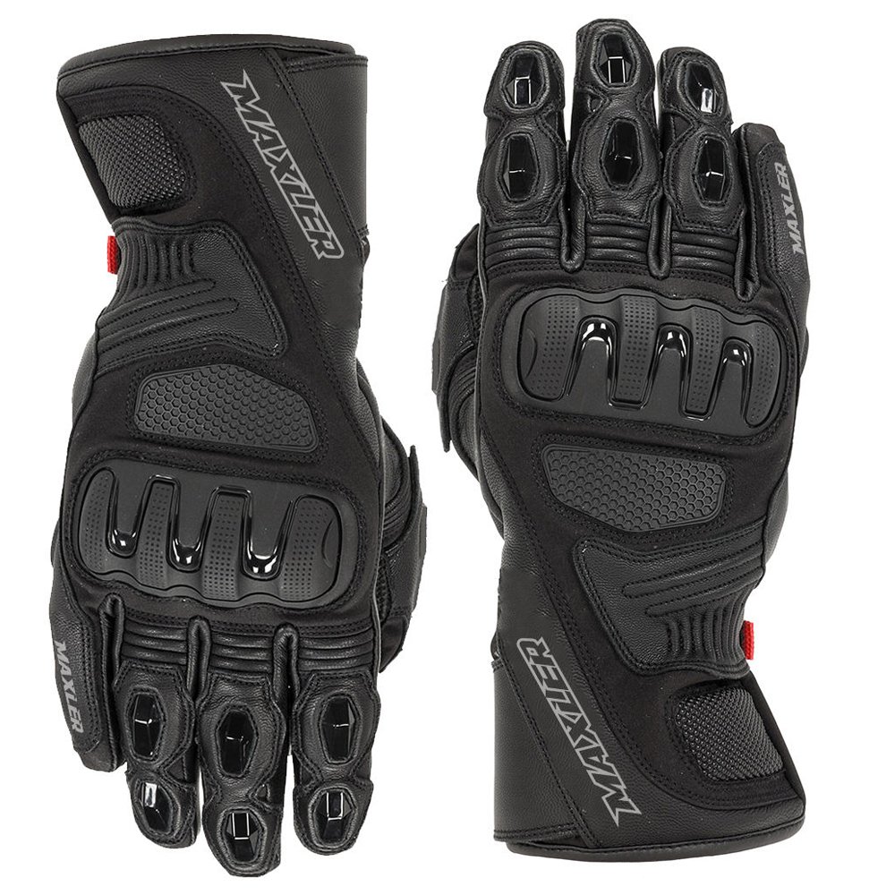 touring leather motorcycle gloves perforated leather armored long cuff riding gloves with knuckle protection