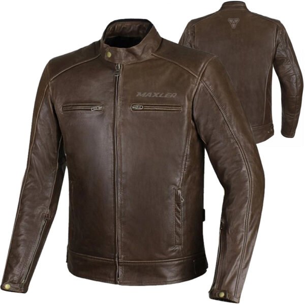 ZENITH CE approved leather motorcycle jacket vintage cafe racer dark brown cowhide CE ready OEM production