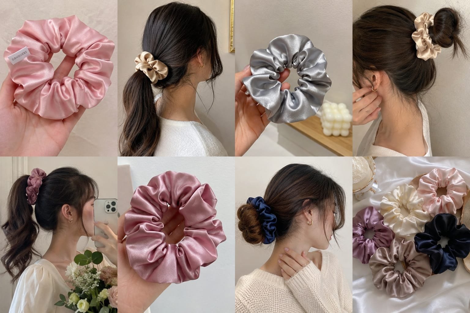 Stylish Silk Scrunchies Bundle for Girls 2 Stylish Silk Scrunchies Bundle for Girls - Image 2