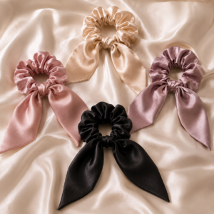 Silk Scrunchies with Tail for Girls – Premium Hair Accessory
