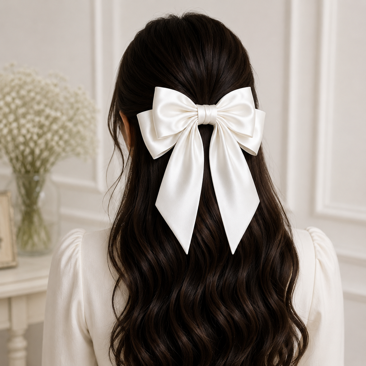 Luxury Long Tail Silk Hair Bow for Girls 3 Luxury Long Tail Silk Hair Bow for Girls - Image 3