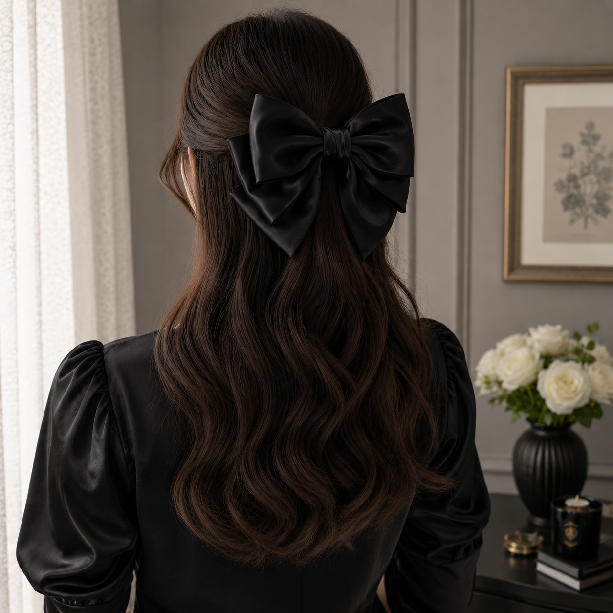 Premium Silk Hair Bow Clips for Women $ Girls 1 Premium Silk Hair Bow Clip for Girls and Women
