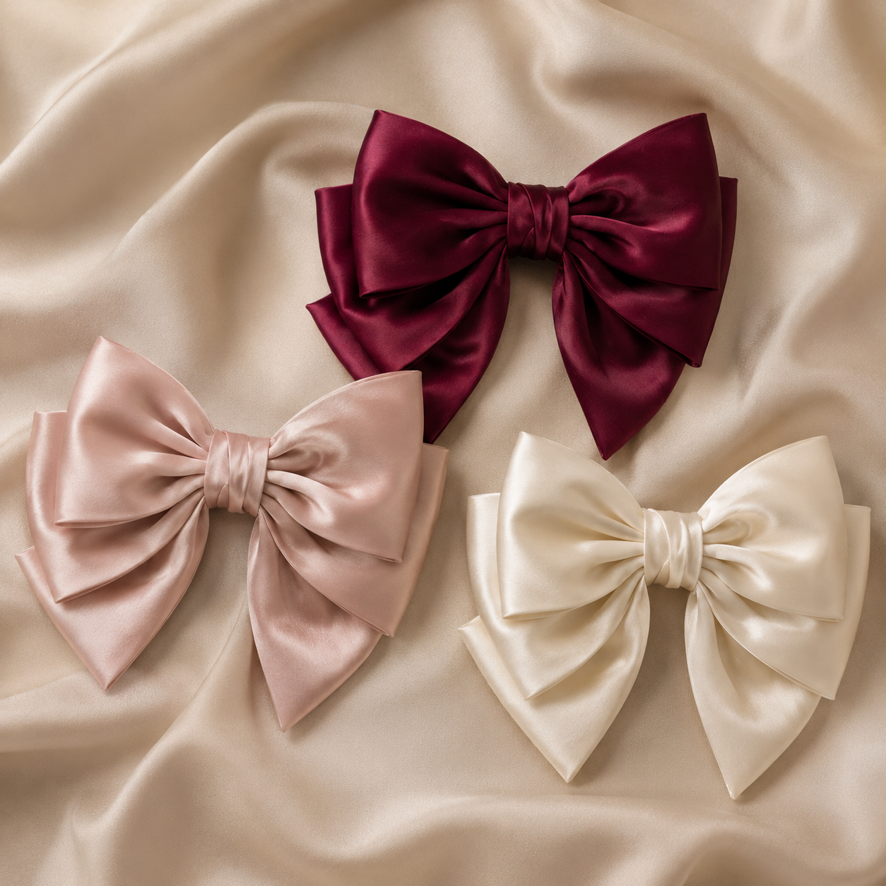 Premium Silk Hair Bow Clips for Women $ Girls 4 Premium Silk Hair Bow Clips for Women $ Girls - Image 4