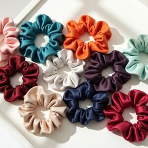 Pack of 10 Silk Scrunchies for Women & Girls – Soft, Stylish Hair Ties