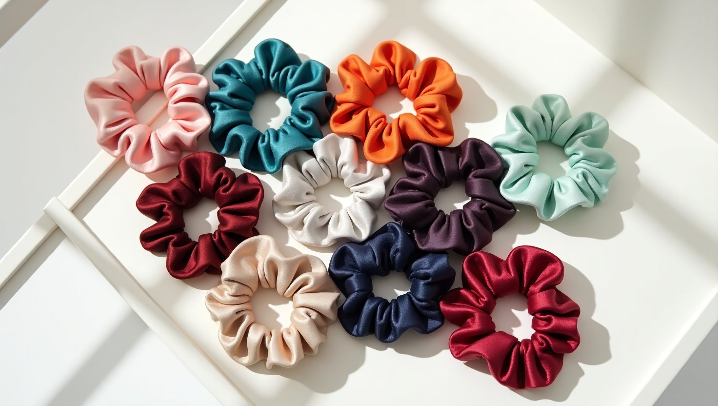 Pack of 10 Silk Scrunchies for Women & Girls – Soft, Stylish Hair Ties 1 Pack of 10 Silk Scrunchies for Women & Girls – Soft, Stylish Hair Ties