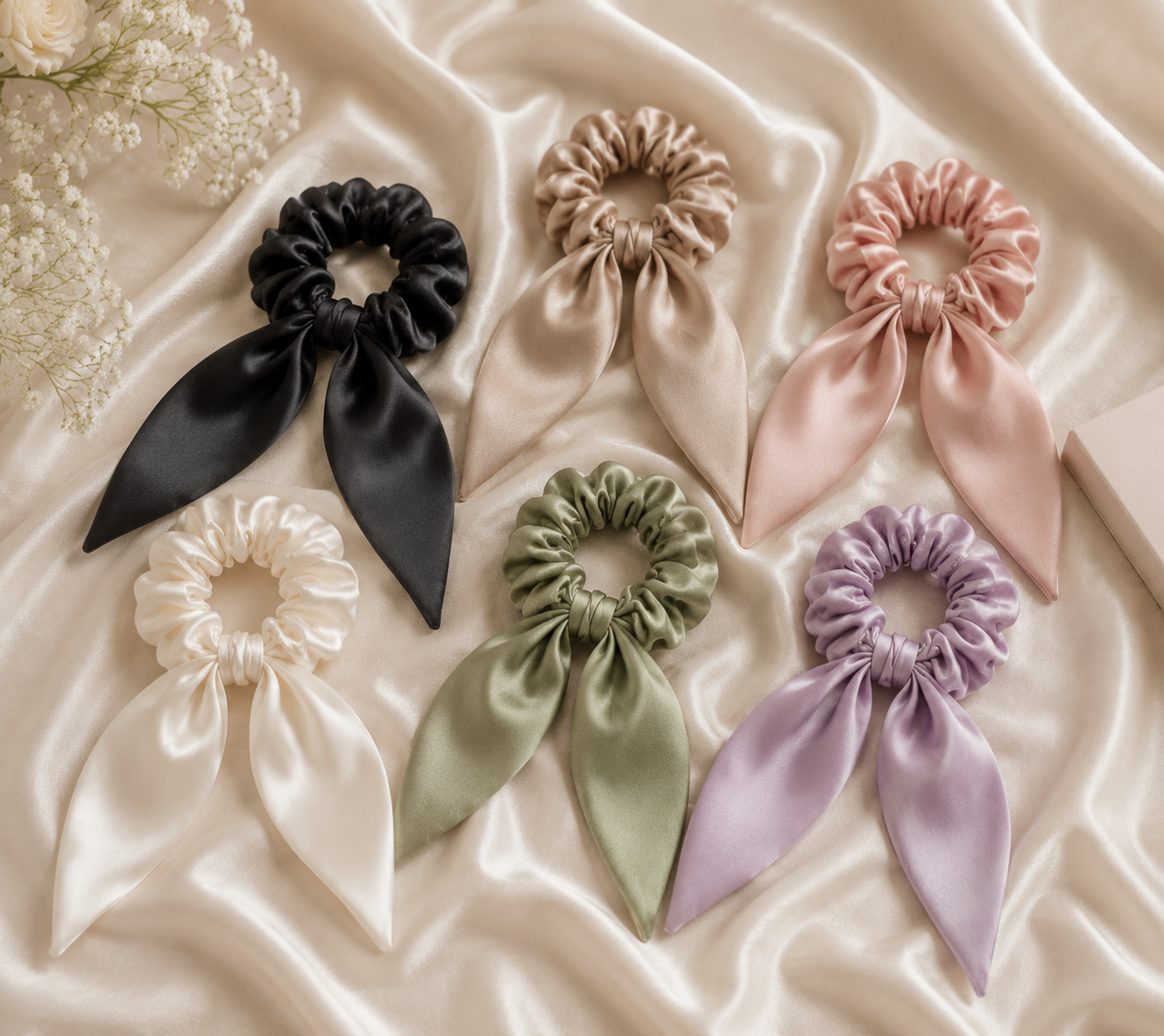 Pack of 6 Long Tail Scrunchies 1 Pack of 6 Long Tail Scrunchies