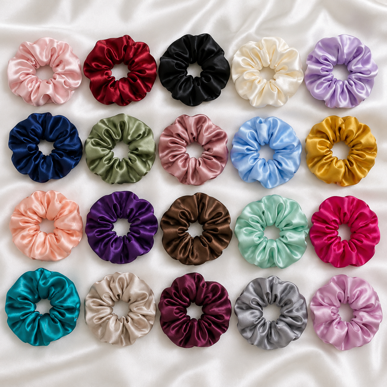 Pack of 20 Silk Scrunchies 1 Pack of 20 Silk Scrunchies