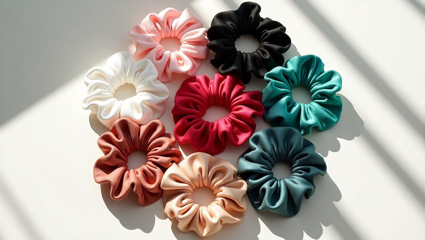 Pack of 8 Silk Scrunchies 2 Pack of 8 Silk Scrunchies - Image 2